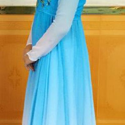 Traditional Chinese Yangge Fan Dancing Costume, Folk Dance Yangko Uniforms, Classic Umbrella Lotus Dance Elegant Dress Drum Dance Blue Clothing for Women