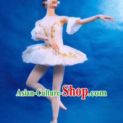 Traditional Modern Dancing Costume, Women Opening Classic Dance Chorus Singing Group Tutu Dance Performance Dress, Modern Dance Classic Ballet Dance White Bubble Dress for Women