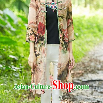 Traditional Ancient Chinese Tangsuit Costume, Elegant Hanfu Cappa Clothing, China Style Tang Suit Paiting Peony Red Cardigan Clothing for Women