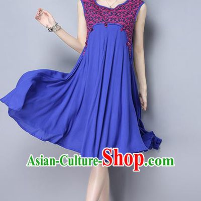 Traditional Ancient Chinese National Costume, Elegant Hanfu Assorted Colors Dress, China Tang Suit Cheongsam Upper Outer Garment Blue Dress Clothing for Women