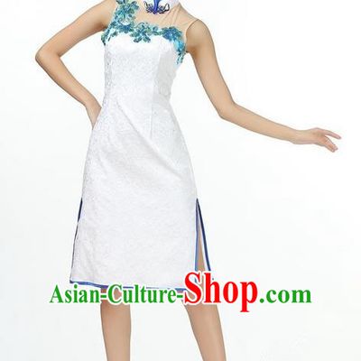 Traditional Modern Dancing Costume, Chinese Style Opening Classic Chorus Singing Group Dance Cheongsam Dress, Modern Dance Classic Ballet Dance Latin Dance Dress for Women