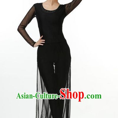 Traditional Modern Dancing Costume, Chinese Style Opening Classic Chorus Singing Group Dance Black Dress, Modern Dance Classic Ballet Dance Latin Dance Dress for Women