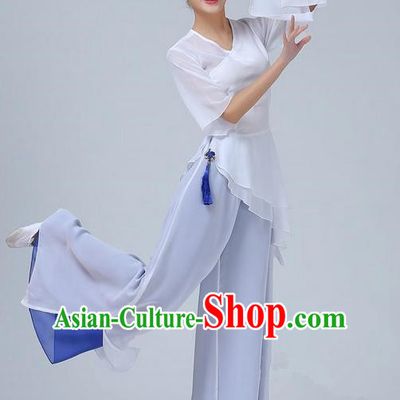 Traditional Chinese Yangge Fan Dancing Costume, Folk Dance Yangko Mandarin Sleeve Dress and Pants Uniforms, Classic Umbrella Lotus Dance Elegant Dress Drum Dance Clothing for Women