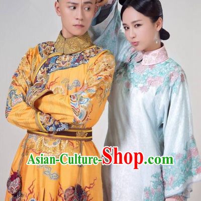 Traditional Ancient Chinese Imperial Emperor Costume, Chinese Qing Dynasty Manchu Palace Majesty Dress, Chinese Legend of Dragon Ball Mandarin King Dragon Robes, Ancient China Imperial Padishah Embroidered Clothing for Men