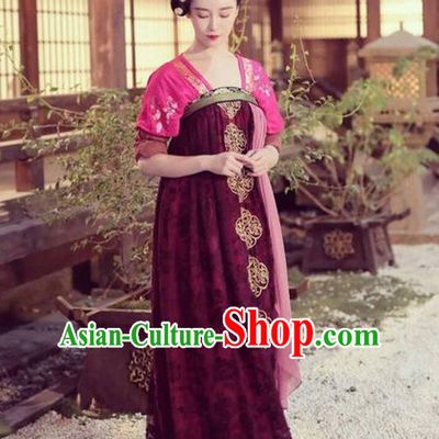 Traditional Ancient Chinese Imperial Consort Costume, Chinese Television Drama Detective Samoyeds Empress Elegant Hanfu Dress, Chinese Tang Dynasty Imperial Concubine Tailing Embroidered Clothing for Women