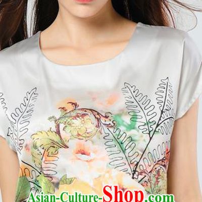 Traditional Ancient Chinese National Costume, Elegant Hanfu Mulberry Silk Shirt, China Tang Suit Silk Printing Flowers Blouse Cheongsam Upper Outer Garment Qipao Shirt Clothing for Women