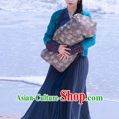 Traditional Ancient Chinese Elegant Swordsman Costume, Chinese Han Dynasty Young Lady Dress, Cosplay Ten Great III of Peach Blossom Fairy Chinese Peri Hanfu Clothing for Women