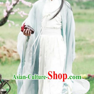 Traditional Ancient Chinese Elegant Swordsman Costume, Chinese Han Dynasty Male Prince Robe Dress, Cosplay Ten Great III of Peach Blossom Nobility Childe Chinese Dandies Hanfu Clothing for Men