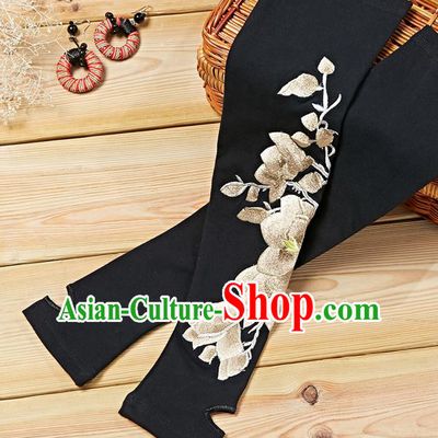 Traditional Chinese National Crafts Female Sun Protection Gloves, Handmade Embroidery Woolen Sleeve Accessories Hand Buff for Women