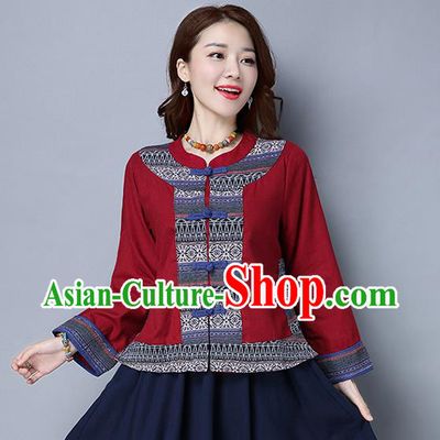 Traditional Ancient Chinese National Costume, Elegant Hanfu Short Coat, China Tang Suit Plated Buttons Coat, Upper Outer Garment Red Jacket Clothing for Women