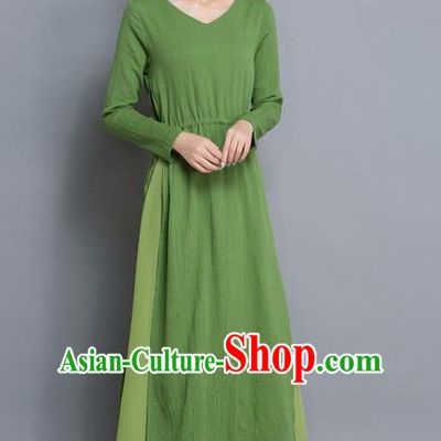 Traditional Ancient Chinese National Costume, Elegant Hanfu Qipao Dress, China Tang Suit Cheongsam Upper Outer Garment Elegant Green Dress Clothing for Women