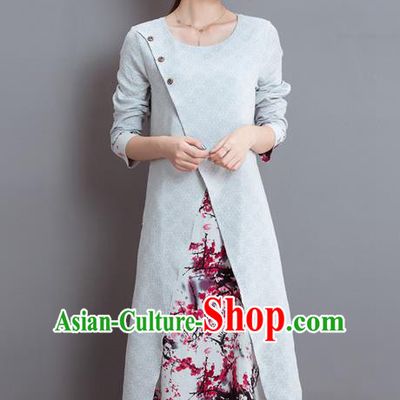 Traditional Ancient Chinese National Costume, Elegant Hanfu Round Collar Qipao Dress, China Tang Suit Cheongsam Upper Outer Garment Elegant Dress Clothing for Women