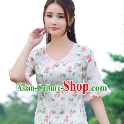 Traditional Ancient Chinese National Costume, Elegant Hanfu Shirt, China Tang Suit Mandarin Sleeve Blouse Cheongsam Qipao Shirts Clothing for Women