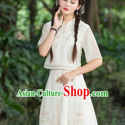 Traditional Ancient Chinese Ancient Costume, Elegant Hanfu Clothing Embroidered Dress, China Ming Dynasty Elegant Blouse and Skirt Complete Set for Women