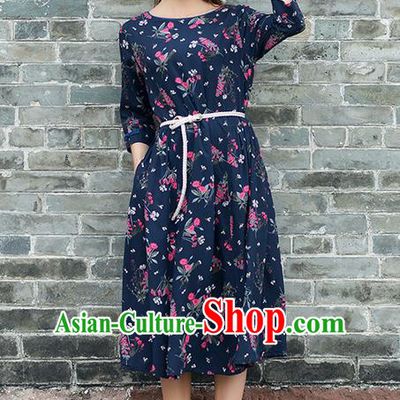 Traditional Chinese National Costume, Elegant Hanfu Printing Flowers Dress, China Tang Suit Long Skirt Upper Outer Garment Elegant Dress Clothing for Women