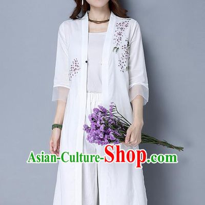 Traditional Ancient Chinese National Costume, Elegant Hanfu Printing Cardigan Coat, China Tang Suit Painting Cape, Upper Outer Garment Dust Coat Cloak Clothing for Women