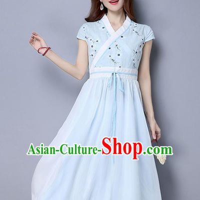 Traditional Ancient Chinese National Costume, Elegant Hanfu Qipao Embroidered Dress, China Tang Suit Cheongsam Upper Outer Garment Elegant Dress Clothing for Women