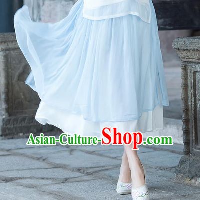 Traditional Ancient Chinese National Pleated Skirt Costume, Elegant Hanfu Long Dress, China Tang Suit Bust Skirt for Women