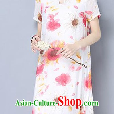 Traditional Ancient Chinese National Costume, Elegant Hanfu Mandarin Qipao Linen Hand Painting Red Dress, China Tang Suit Republic of China Cheongsam Upper Outer Garment Elegant Dress Clothing for Women