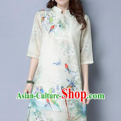 Traditional Ancient Chinese National Costume, Elegant Hanfu Mandarin Qipao Painting Dress, China Tang Suit Cheongsam Upper Outer Garment Elegant Dress Clothing for Women