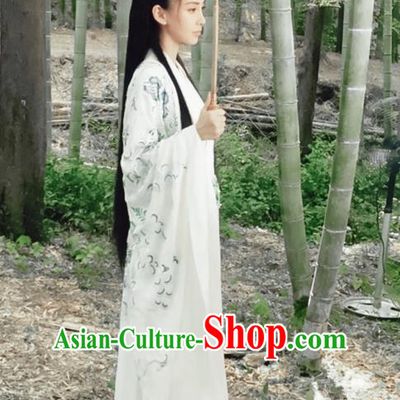 Traditional Ancient Chinese Elegant Female Swordsman Costume, Chinese Warring States Period Dynasty Fairy Dress, Cosplay Princess Chinese Nobility Hanfu Trailing Embroidered Clothing for Women