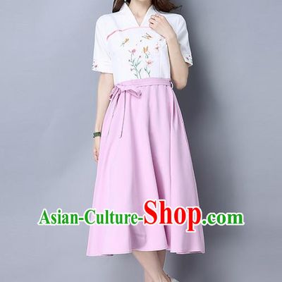 Traditional Ancient Chinese National Costume, Elegant Hanfu Embroidered Dress, China Tang Suit Upper Outer Garment Elegant Dress Clothing for Women