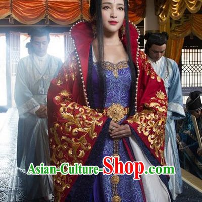 Traditional Ancient Chinese Imperial Concubine Wedding Costume, Chinese Warring States Period Imperial Empress Elegant Dress, Cosplay Imperial Consort Chinese Nobility Hanfu Tailing Embroidered Clothing for Women