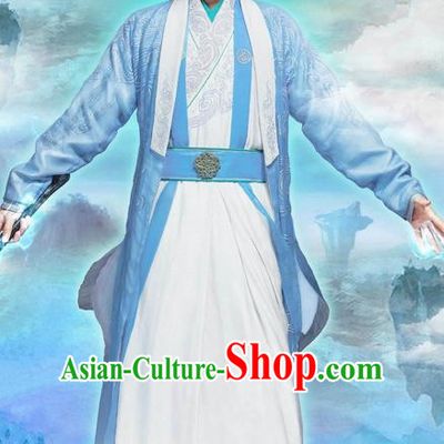 Traditional Ancient Chinese Swordsman Costume, Chinese Han Dynasty Jiang Hu Swordsman Robe, Cosplay Imperial Prince Chinese Bladesman Dandies Hanfu Embroidery Clothing for Men