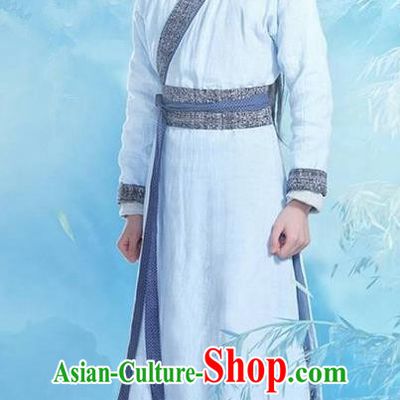 Traditional Ancient Chinese Swordsman Costume, Chinese Han Dynasty Jiang Hu Swordsman Robe, Cosplay Chinese Bladesman Hanfu Clothing for Men