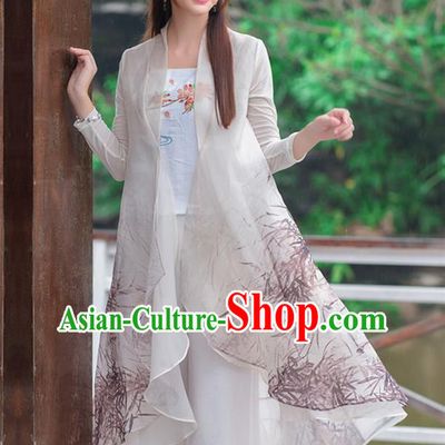 Traditional Ancient Chinese National Costume, Elegant Hanfu Cardigan Coat, China Tang Suit Plated Buttons Ink Painting Cape, Upper Outer Garment Dust Coat Cloak Clothing for Women