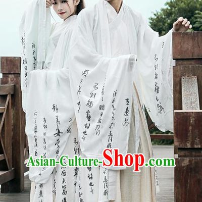 Traditional Ancient Chinese Costume, Elegant Hanfu Clothing Ink Painting Shawl Blouse and Dress, China Han Dynasty Couple Cardigan Blouse and Skirt Complete Set for Women for Men