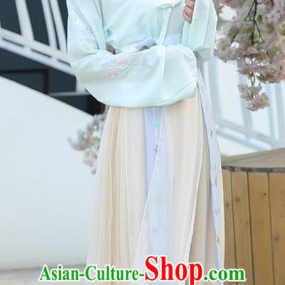 Traditional Ancient Chinese Costume, Elegant Hanfu Clothing Embroidered Slant Opening Blouse and Dress, China Ming Dynasty Young Lady Elegant Cardigan Blouse and Skirt Complete Set for Women