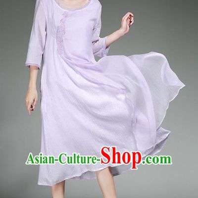 Traditional Ancient Chinese Costume, Elegant Hanfu Clothing Purple Dress, China Tang Suit Long Dress for Women