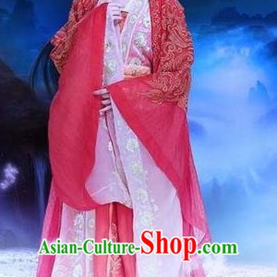 Traditional Ancient Chinese Elegant Swordsman Costume, Chinese Han Dynasty Princess Wedding Red Dress, Cosplay Chinese Television Drama Jade Dynasty Qing Yun Faction Peri Hanfu Embroidery Clothing for Women