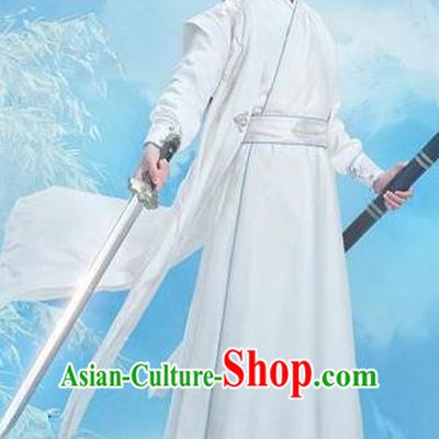 Traditional Ancient Chinese Swordsman Costume, Chinese Han Dynasty Jiang Hu Swordsman Robe, Cosplay Prince Nobility Childe Chinese Bladesman Hanfu Clothing for Men