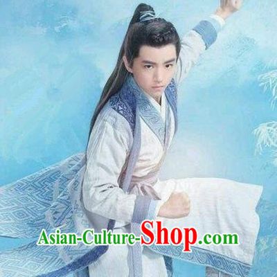 Traditional Ancient Chinese Swordsman Costume, Chinese Han Dynasty Jiang Hu Swordsman Dandies Robe, Cosplay Prince Young Childe Chinese Bladesman Hanfu Clothing for Men