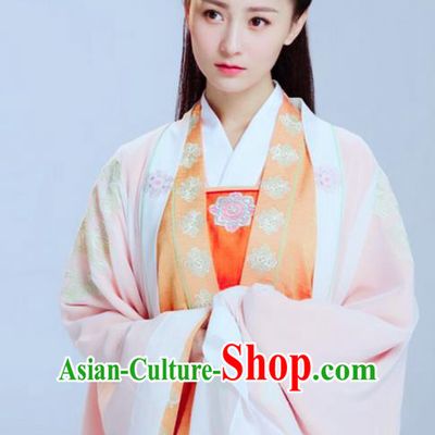 Traditional Ancient Chinese Elegant Swordsman Costume, Chinese Han Dynasty Young Lady Dress, Cosplay Chinese Television Drama Jade Dynasty Qing Yun Faction Peri Hanfu Trailing Embroidery Clothing for Women