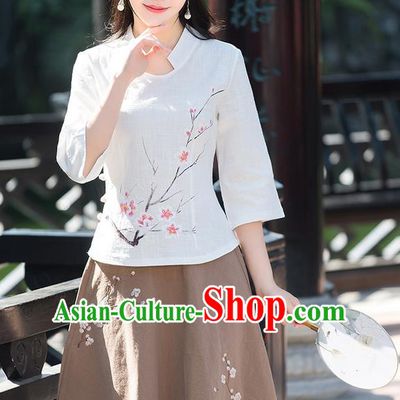 Traditional Ancient Chinese National Pleated Skirt Costume, Elegant Hanfu Embroidery Wintersweet Flowers Khaki Skirt, China Tang Suit Bust Skirt for Women