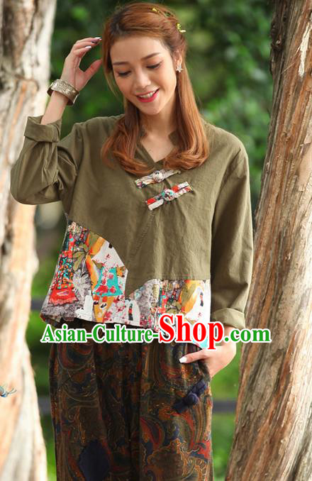 Traditional Ancient Chinese Young Women Cheongsam Dress Republic of China Tangsuit Stand Collar Blouse Dress Tang Suit Clothing for Women
