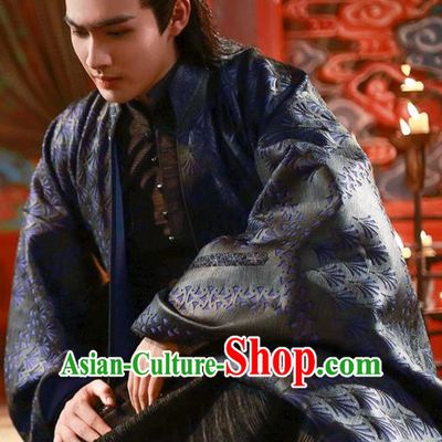 Traditional Ancient Chinese Nobility Childe Costume, Elegant Hanfu Male Lordling Dress, Cosplay Inferno Emperor Clothing, China Imperial Prince Embroidered Black Clothing for Men