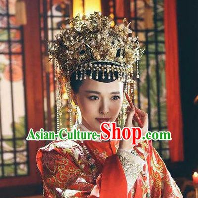 Traditional Handmade Chinese Ancient Classical Hair Accessories, Han Dynasty Bride Wedding Barrettes Phoenix Coronet, Xiuhe Suit Hanfu Hair Sticks Hair Jewellery, Hair Fascinators Hairpins for Women