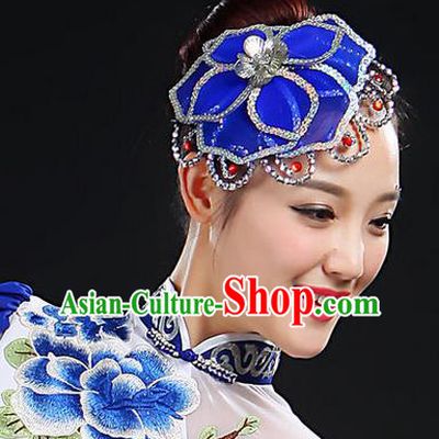 Traditional Handmade Chinese Yangge Fan Dancing Classical Hair Accessories, Folk Dance Yangko Peacock Dance Peony Headwear For Women