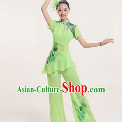 Traditional Chinese Yangge Fan Dancing Costume, Folk Dance Yangko Costume Drum Dance Clothing for Women