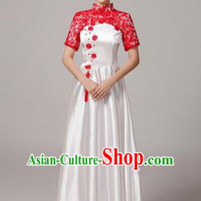 Traditional Chinese Modern Dancing Costume, Women Opening Classic Chorus Singing Group Dance Hollow Out Costume, Modern Dance Long Dress for Women