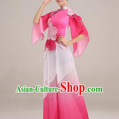 Traditional Chinese Yangge Fan Dancing Costume, Folk Dance Yangko Paillette Dress, Classic Dance Drum Dance Pink Clothing for Women