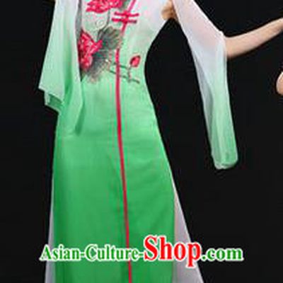 Traditional Chinese Yangge Fan Dancing Costume, Opening Dance Costume, Classic Dance Folk Lotus Dance Yangko Costume Drum Dance Green Clothing for Women