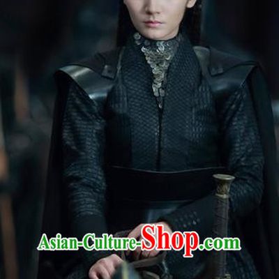 Traditional Chinese Ancient Fairy Costume, Elegant Hanfu Imperial Princess Female General Dress, China Cosplay Palace Inferno Princess Swordsman Armour Clothing for Women