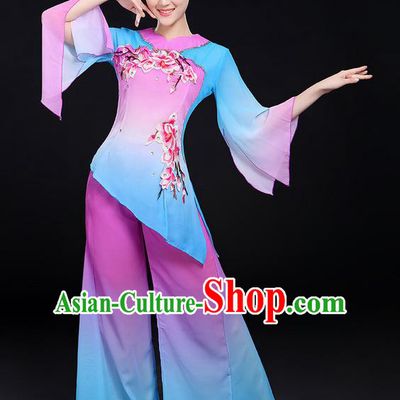 Traditional Chinese Yangge Fan Dancing Costume, Folk Dance Yangko Umbrella Dance Uniforms, Classic Dance Elegant Dress Drum Dance Red Clothing for Women