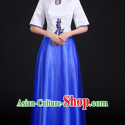 Traditional Chinese Modern Dancing Compere Costume, Women Opening Classic Chorus Singing Group Dance Uniforms, Modern Dance Classic Dance Cheongsam Dress for Women