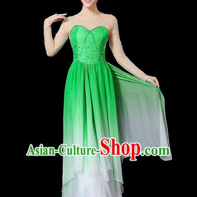 Traditional Chinese Yangge Fan Dancing Costume, Folk Dance Yangko Jasmine Flower Uniforms, Classic Umbrella Dance Elegant Jasmine Flower Dress Drum Dance Clothing for Women